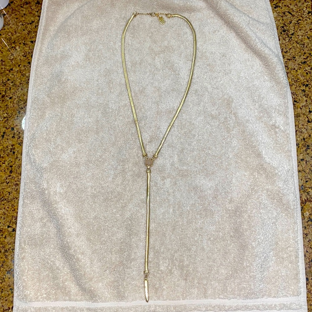 Long flat gold Kendra Scott Necklace